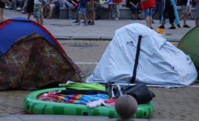 Поражение на палатковите лагери след дъжда в София